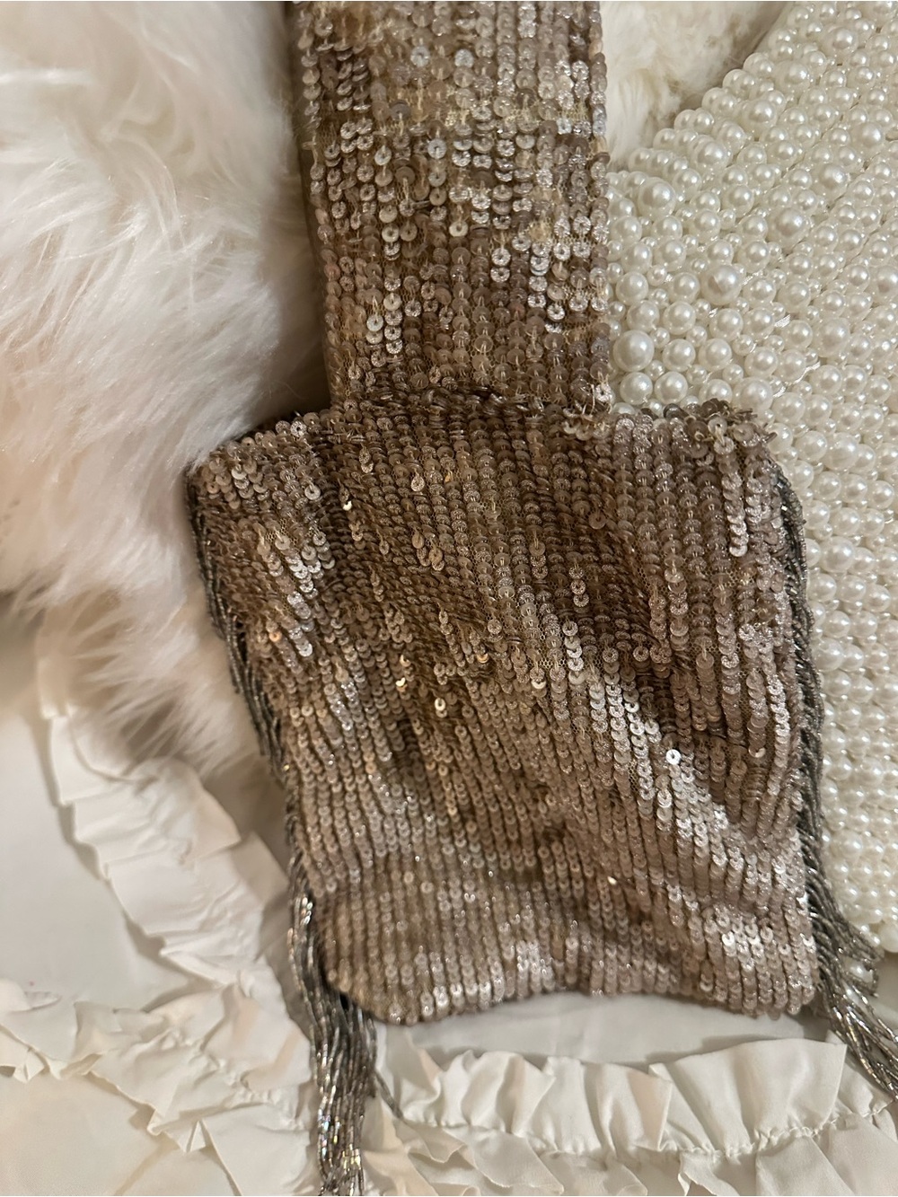 Zara Sequin Crossbody Bag in Champagne